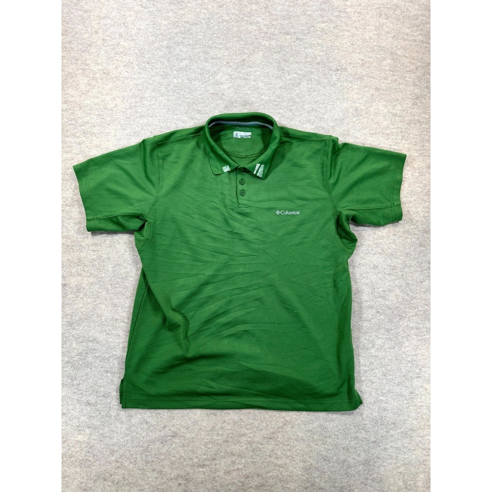Columbia Omni Shade Sun Protection Polo Shirt Mens Green Tennis Tail Performance